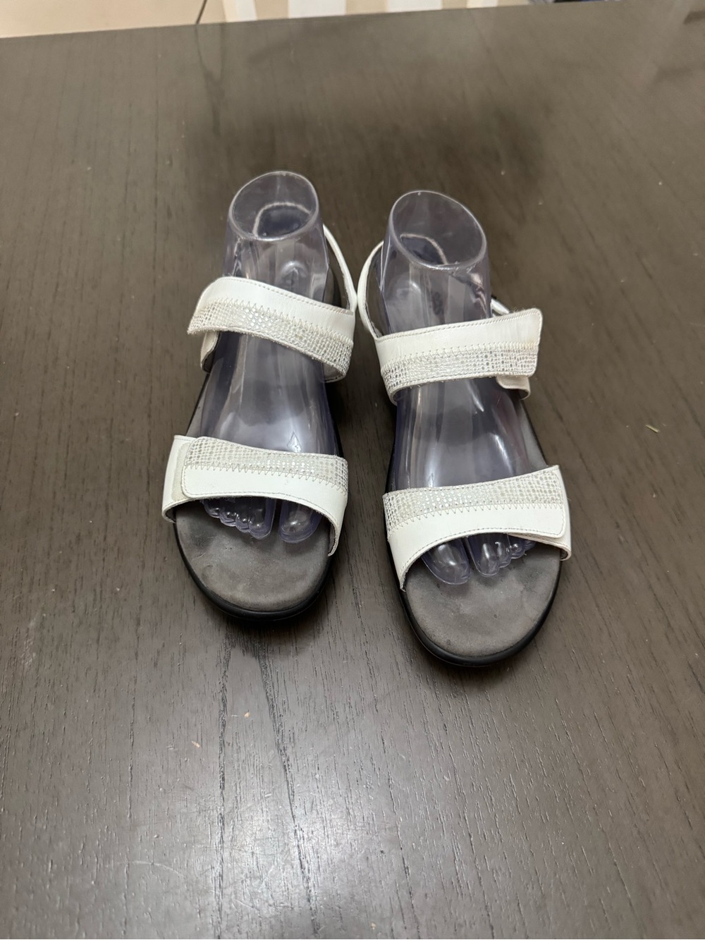 SAS Nudu Sandals White Leather Open Round Toe Straps Slingback Buckle Size W10n